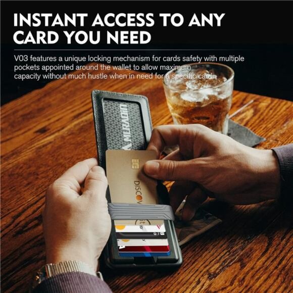 Mens Wallet Tactical Bifold Wallets for Men Metal RFID Blocking Aluminum - Picture 5 of 7